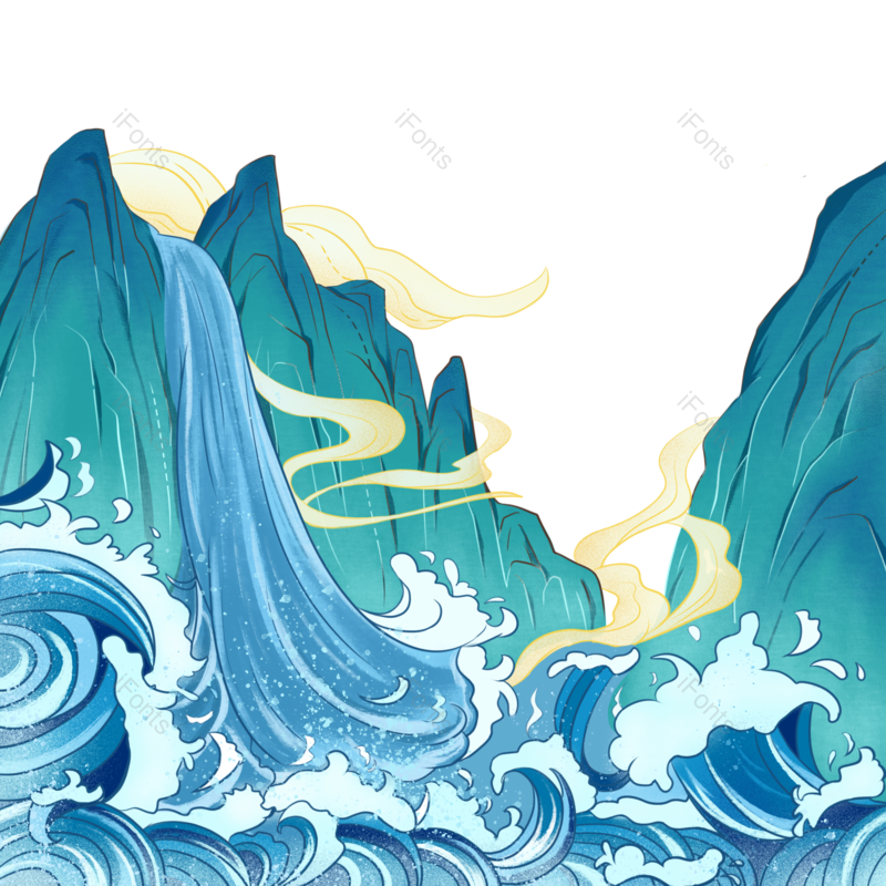祥云图片,波浪纹元素,中国风元素PNG,山峰免抠素材